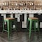 Flash Furniture 30" Green Metal Stool-Teak Poly Seat CH-31320-30-GN-PL2T-GG - alternate 5
